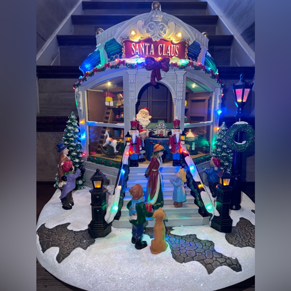 Cute 🥰 Santa's Vintage Toy Shop - LED Lights 8 Carols Music Adapter-Hand-Painted